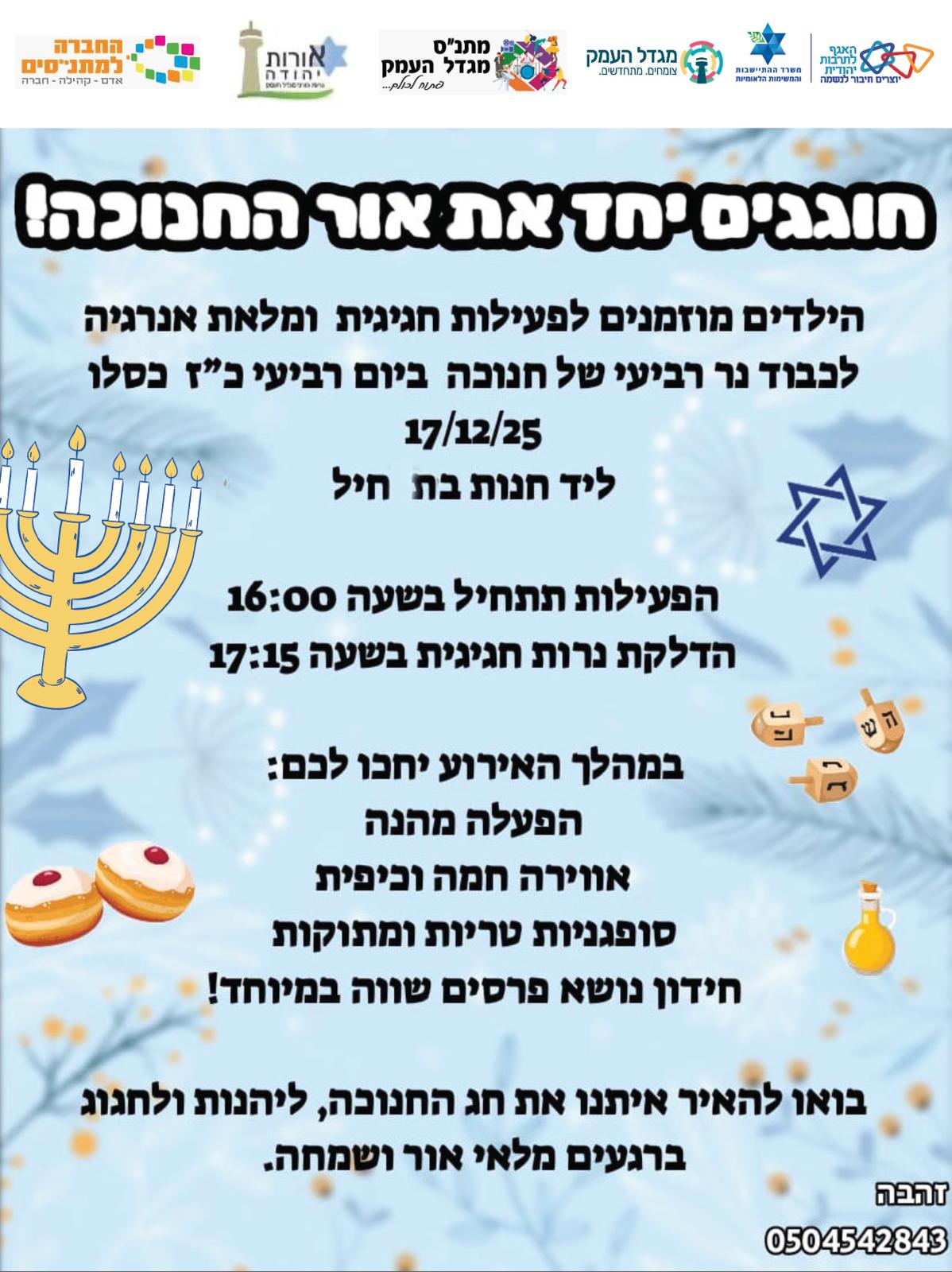 הדלקת נר רביעי של חנוכה 